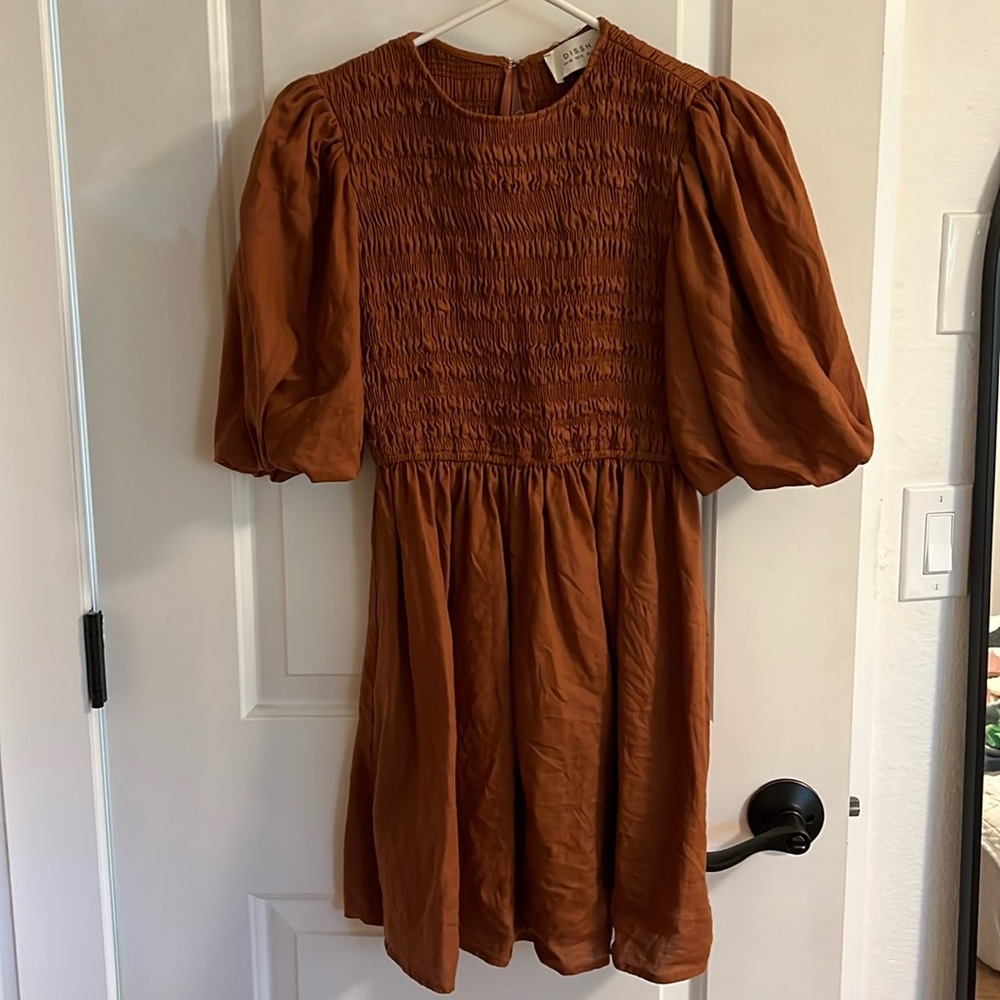 DISSH Rust Puff Sleeve Dress